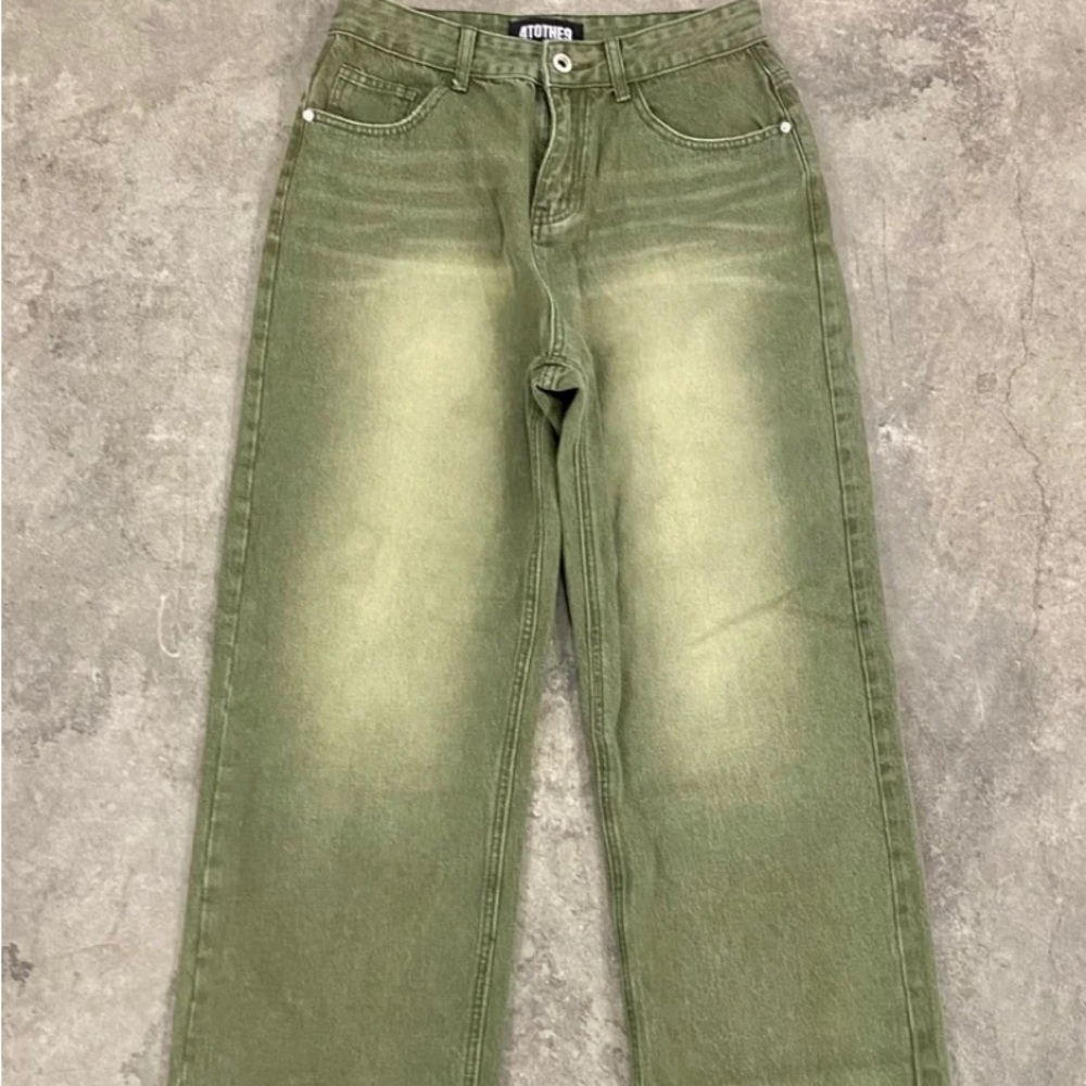 Cool Green Wide Leg Jeans